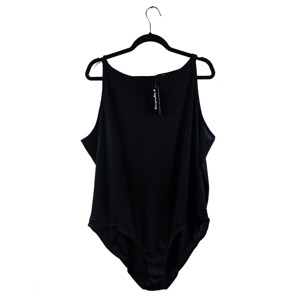 Simply Be - Black Ribbed Body Suit NWT